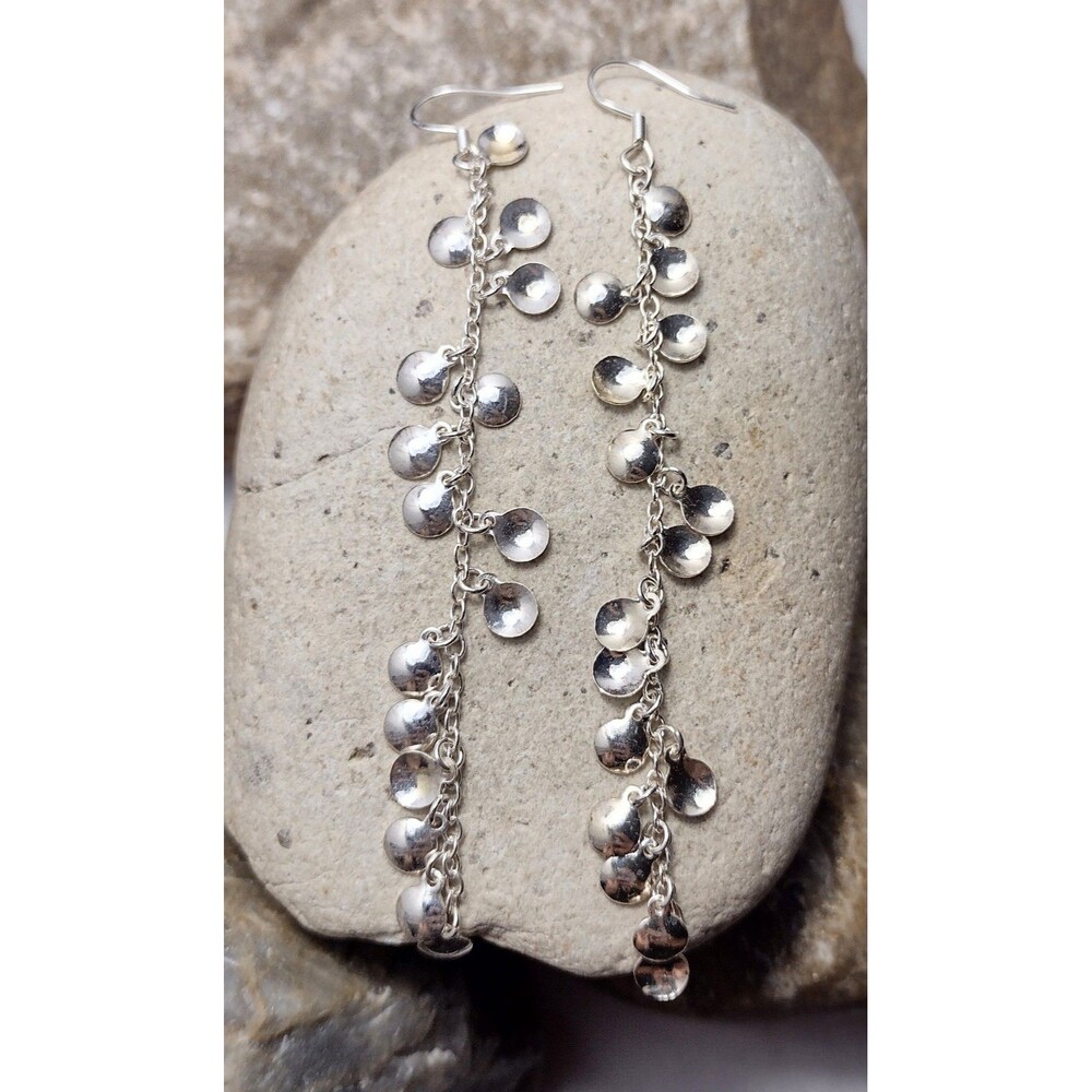 Silver Dangle Chain Long Earrings
